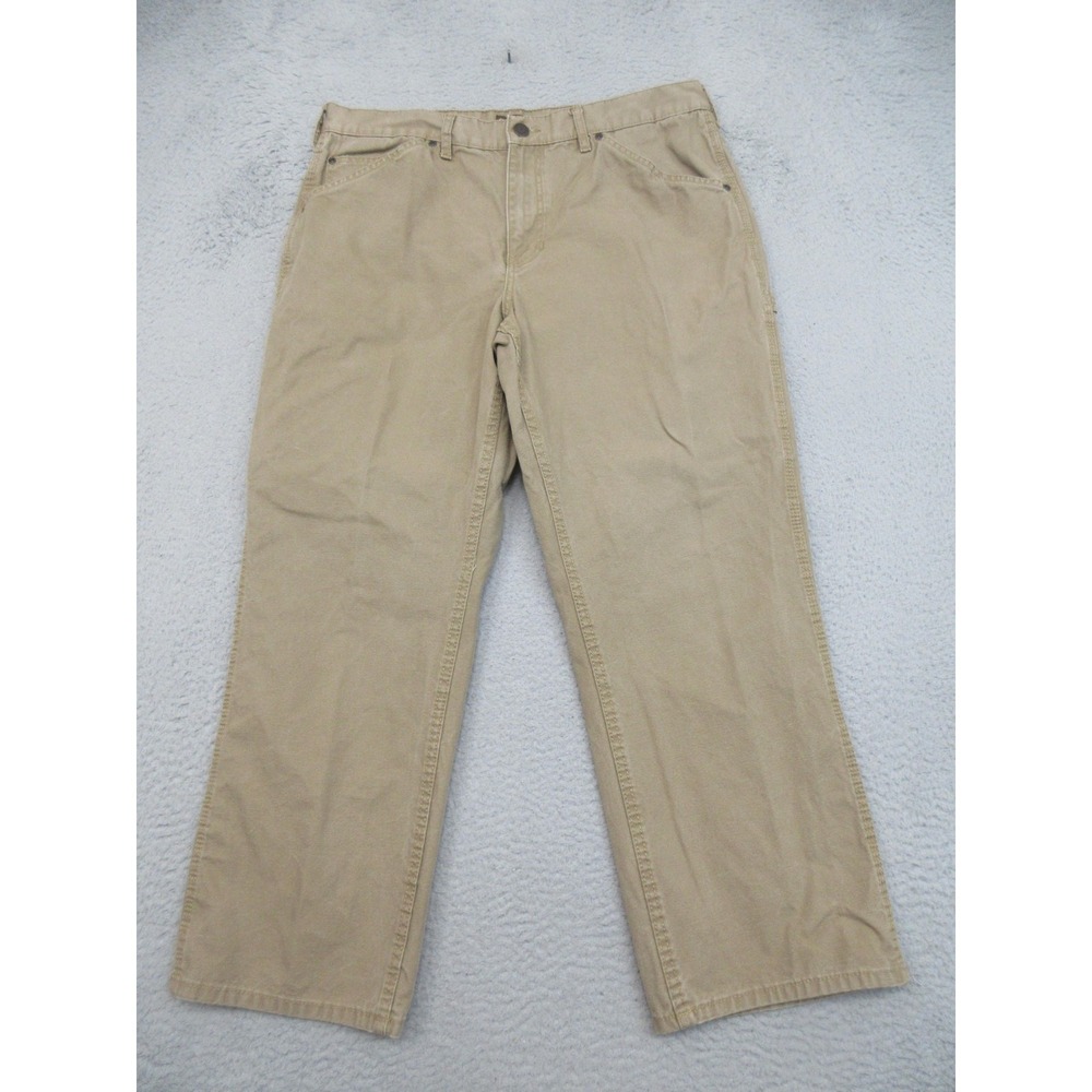 CE Schmidt Workwear Carpenter Pants Men 38x30 (fits 36x28)Tan Canvas Utility